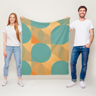 Manta Polar Verde azulado, beige y naranja en patrón de aspect