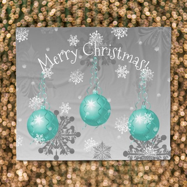 Manta Polar Verde azulado Fancy Christmas Ornamece Fleece Blan (Teal Fancy Christmas Ornament Fleece Blanket)