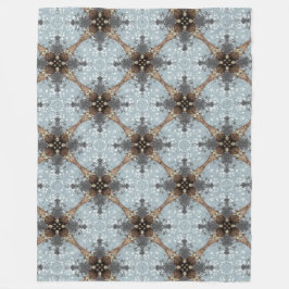 Manta Polar Verde azulado, gris, bronce, patrón de flor ventil