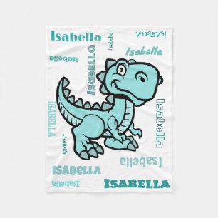 Manta Polar Verde azulado T Rex Dinosaur Fleece Blanket
