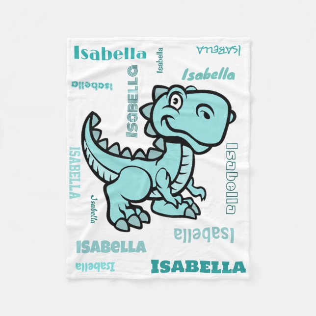Manta Polar Verde azulado T Rex Dinosaur Fleece Blanket (Anverso)