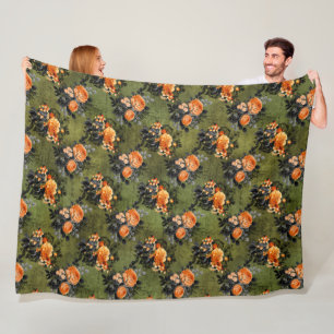 MANTA POLAR VERDE CON EL NARANJA HALLOWEEN FLORAL BOUQUETS