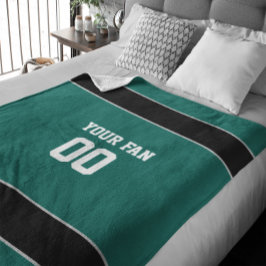 Manta Polar Verde del fútbol, negro y blanco personalizado