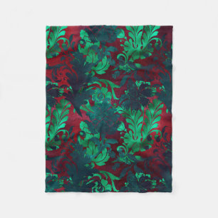 Manta Polar Verde esmeralda floral vintage