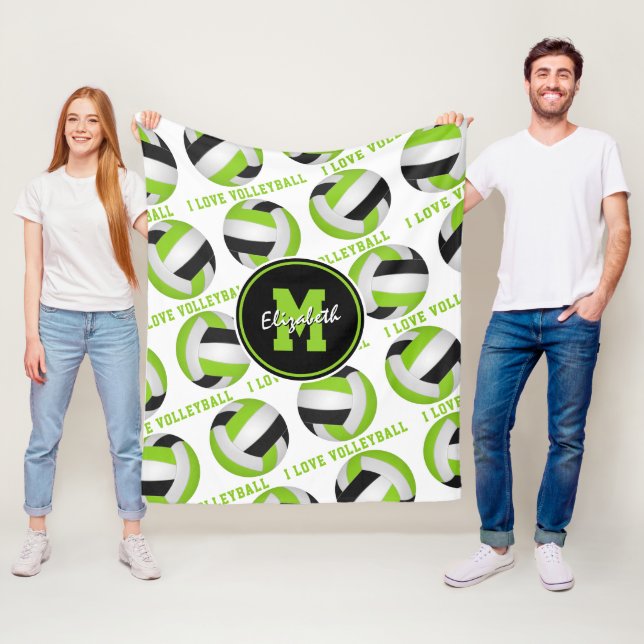 Manta Polar verde limón brillante me encanta el patrón de text (In situ)