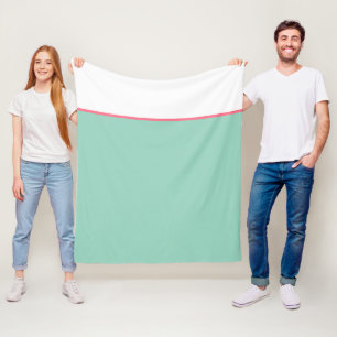 Manta Polar Verde menta y rosa con rayas blancas