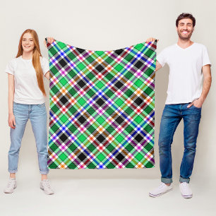 Manta Polar Verde Negro Franela Cuadro Escocés Multicolor