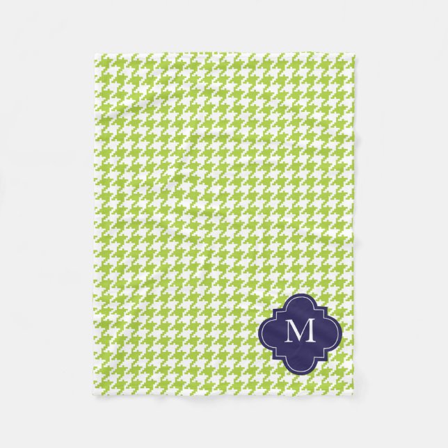 Manta Polar Verde personalizada, modelo de Houndstooth de la (Anverso)