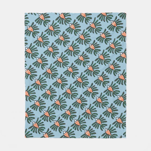 Manta Polar Verde y pescados gemelos anaranjados de la aleta (Anverso)