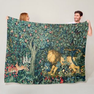 Manta Polar VERGÜENZA, ANIMALES FORESTALES León y Hares Floral