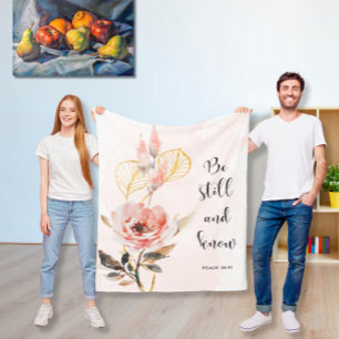 Manta Polar Verso bíblico floral Salmo 46 funda de pulpa media