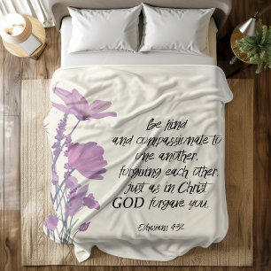 Manta Polar Verso de la Biblia Morado flor Fleece Blanket