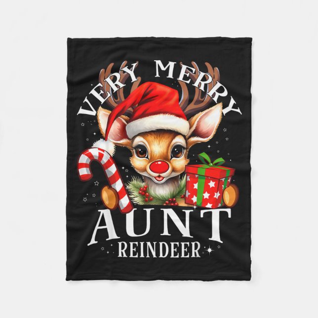 Manta Polar Very Merry Aunt Reindeer Matching Christmas  (Anverso)