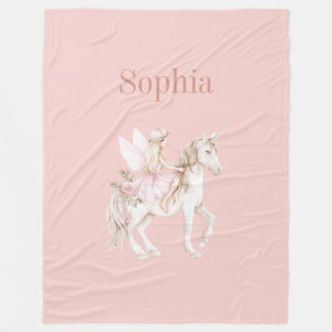 Manta Polar Vestido de alas de hada rosa sonrosado Unicornio