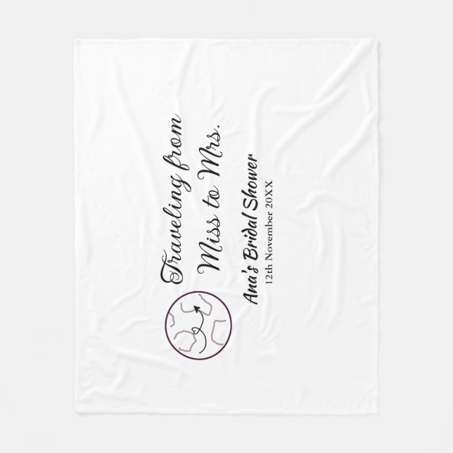 Manta Polar Viajar ducha de novia añadir nombre fecha señorita (Anverso)