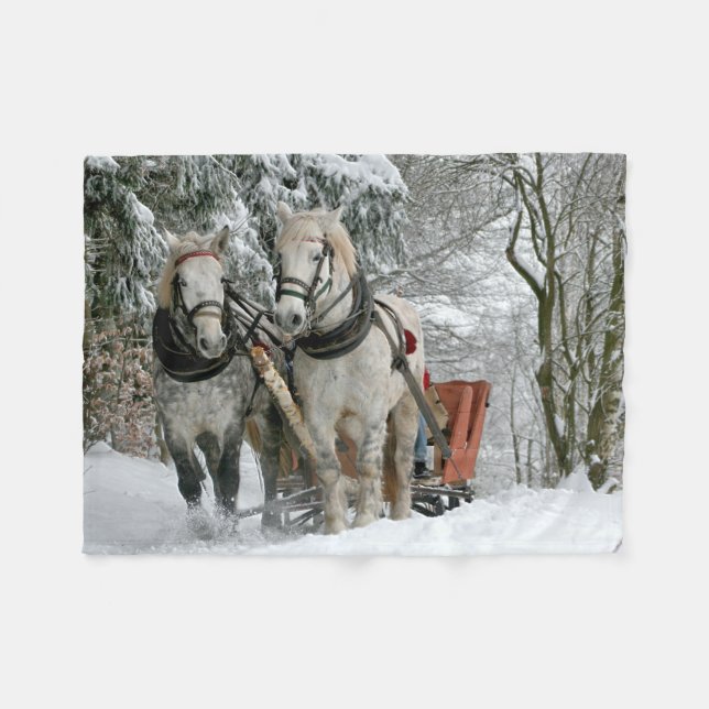 Manta Polar Viaje en Sleigh en Winter Wonderland (Frente (Horizontal))
