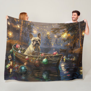Manta Polar Viaje Festivo de Navidad del Bulldog Francés