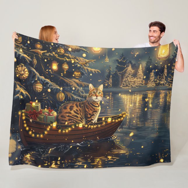 Manta Polar Viaje festivo para Navidades de gatos de Bengala (In situ)