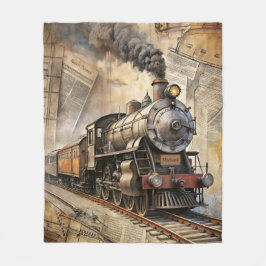 Manta Polar Viaje Retro de Tren de Vapor Personalizado Vintage