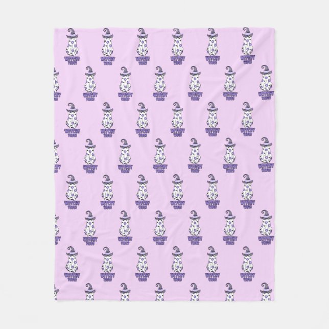 Manta Polar "Vibes de brujería" Halloween Fantasma Morado (Anverso)