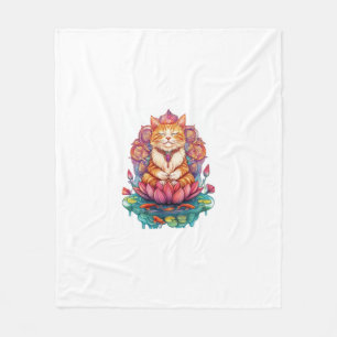 Manta Polar Vibes de gatos zen - Psicodelación Kitty mediadora