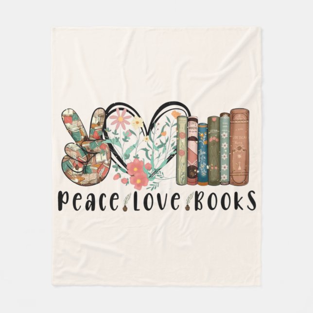 Manta Polar Vibes tranquilas: paz, amor y libros (Anverso)