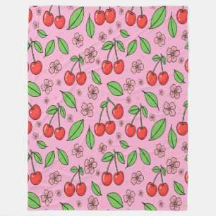 Manta Polar Vibraciones rojas de cereza Kawaii Estética linda 