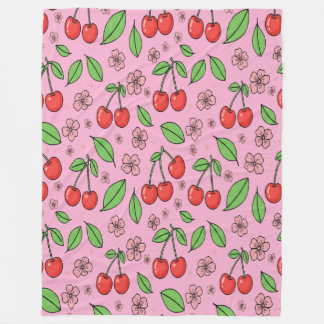 Manta Polar Vibraciones rojas de cereza Kawaii Estética linda 