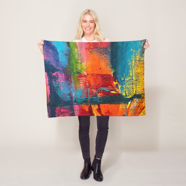 Manta Polar Vibrant Abstract Acrylic Art Throw Blanket  (In situ)