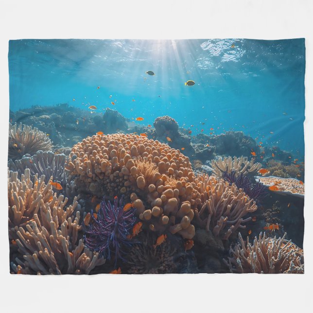 Manta Polar Vibrant Coral Reef Fleece Blanket  (Frente (Horizontal))