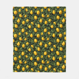 Manta Polar Vibrant Lemon Citrus Tree Pattern