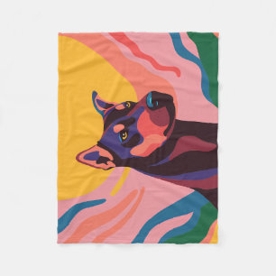 Manta Polar Vibrant Pop Art Doberman Portrait