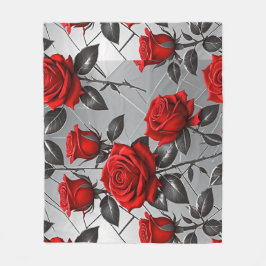 Manta Polar Vibrant Red Roses On A Metallic Silver Background 