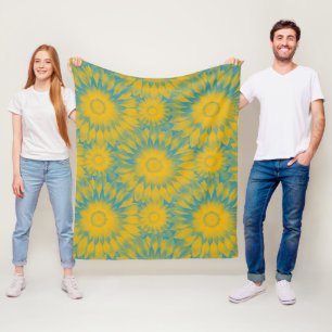 Manta Polar Vibrant Sunflower Tie-Dye Art
