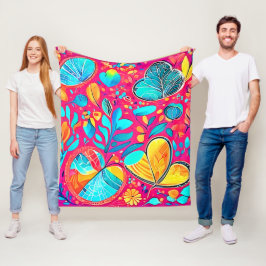 Manta Polar Vibrante arte del corazón floral