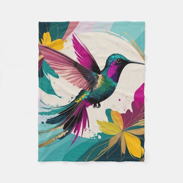 Manta Polar Vibrante colibrí en vuelo: un resumen tropical (Anverso)