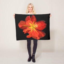 Manta Polar Vibrante Naranja Begonia Macro