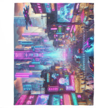 Vibrante Neon Cyberpunk Cityscape Fantasy |