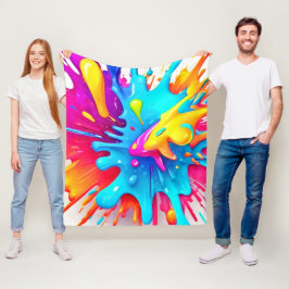 Manta Polar Vibrante Neon Paint Splash Art