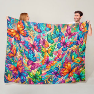 Manta Polar Vibrante paisaje de ensueño de mariposas – Boho tr