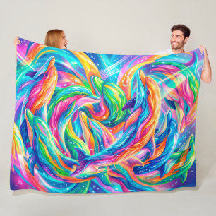 Manta Polar Vibrante paisaje de sueños de delfines – Boho psic