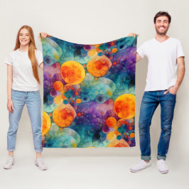 Manta Polar Vibrante Patrón de Arte Fractal Naranja Púrpura Tu