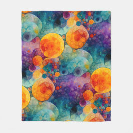 Manta Polar Vibrante Patrón de Arte Fractal Naranja Púrpura Tu