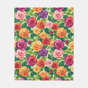 Manta Polar Vibrante patrón de ramo de rosas para decoración f