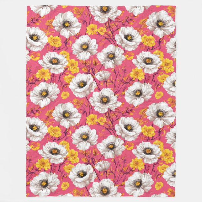 Manta Polar Vibrante patrón floral (Anverso)