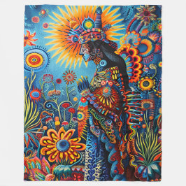 Manta Polar Vibrante Resumen del patrón étnico tribal Huichol