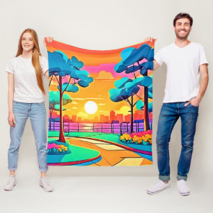 Manta Polar Vibrante Sunset Cityscape