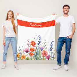 Manta Polar Vibrantes flores silvestres personalizadas en acua