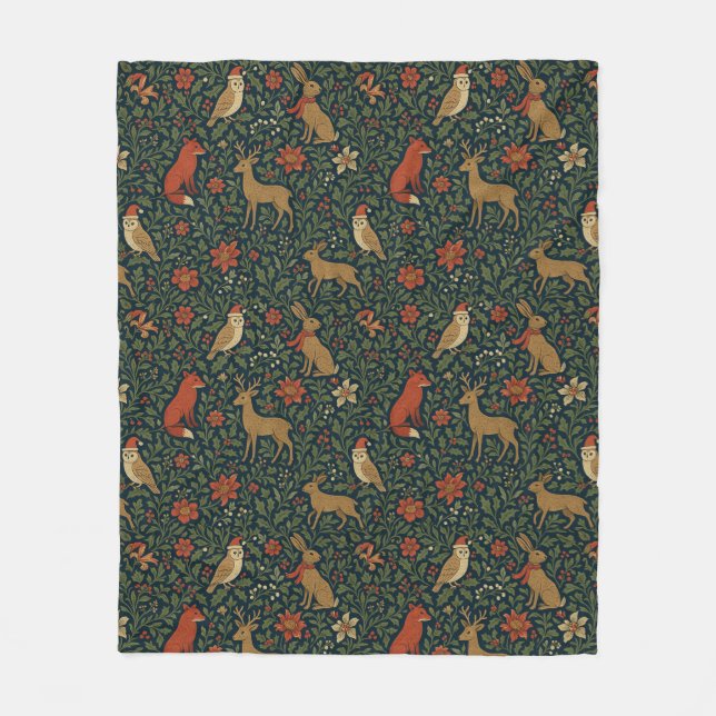 Manta Polar Victorian Christmas Animal & Botanical  (Anverso)