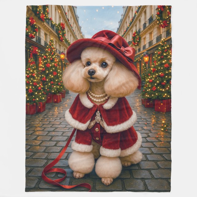 Manta Polar Victorian Poodle Holiday  Medium Gift Bag (Anverso)